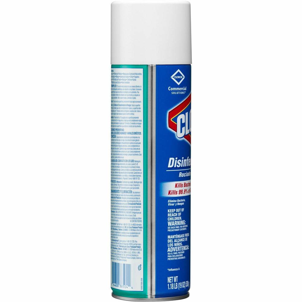 Clorox Commercial Solutions Disinfecting Aerosol Spray - 19 fl oz (0.6 quart) - Fresh Scent - 1 Each - Pleasant Scent, Disinfectant. Picture 8