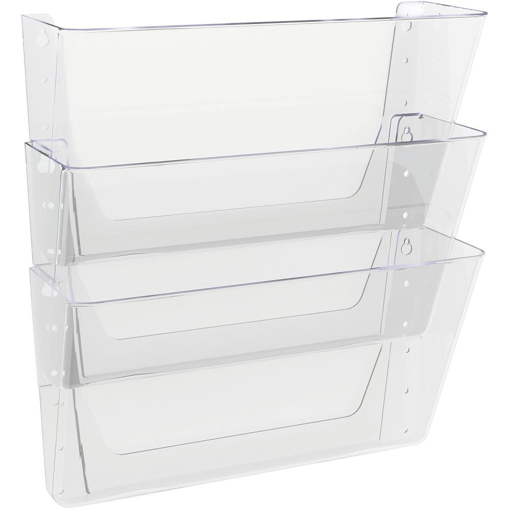 Deflecto Stackable DocuPocket for Partition Walls - 3 Pocket(s) - 3 Compartment(s) - 7" Height x 13" Width x 4" Depth - Stackable - Clear - 3 / Set. Picture 9