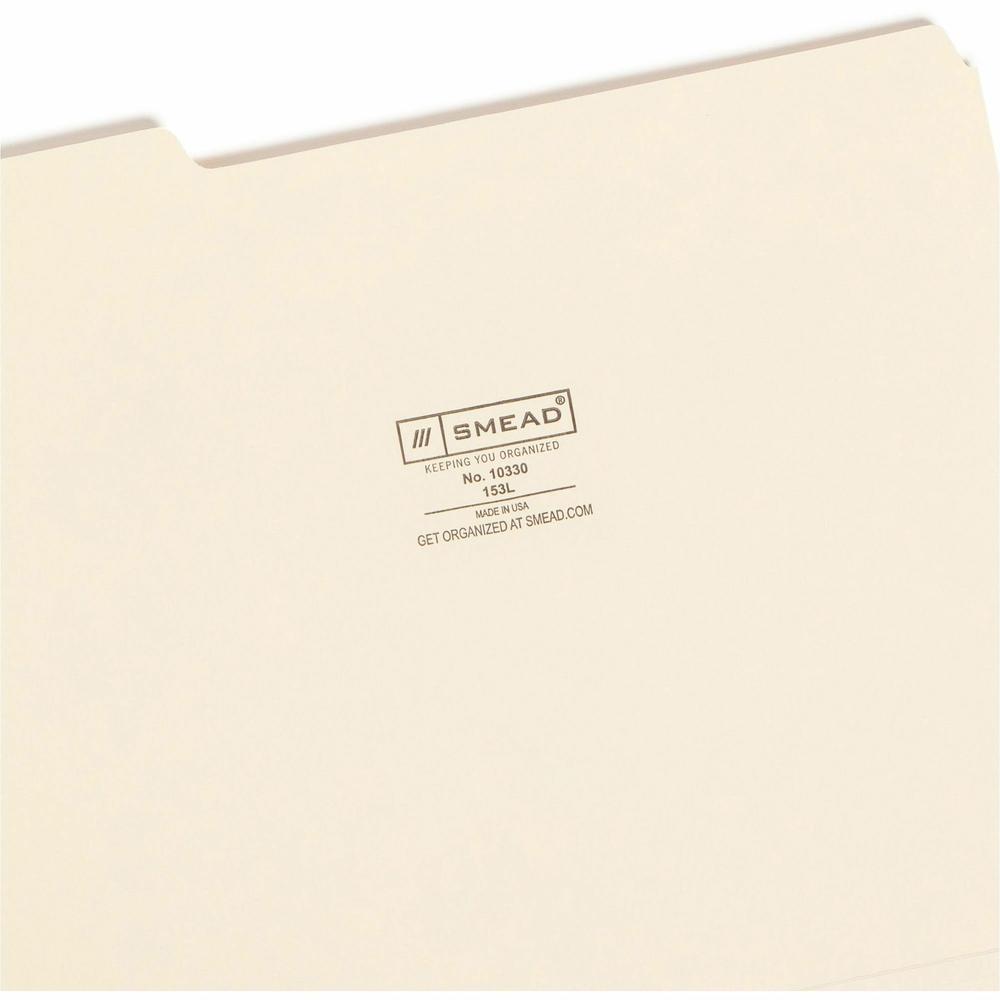 Smead 1/3 Tab Cut Letter Recycled Top Tab File Folder - 8 1/2" x 11" - 3/4" Expansion - Top Tab Location - Assorted Position Tab Position - Manila - 10% Recycled - 100 / Box. Picture 7