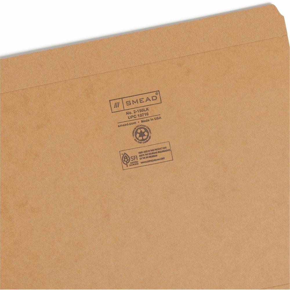 Smead Straight Tab Cut Letter Recycled Top Tab File Folder - 8 1/2" x 11" - 3/4" Expansion - Kraft - 10% Recycled - 100 / Box. Picture 7
