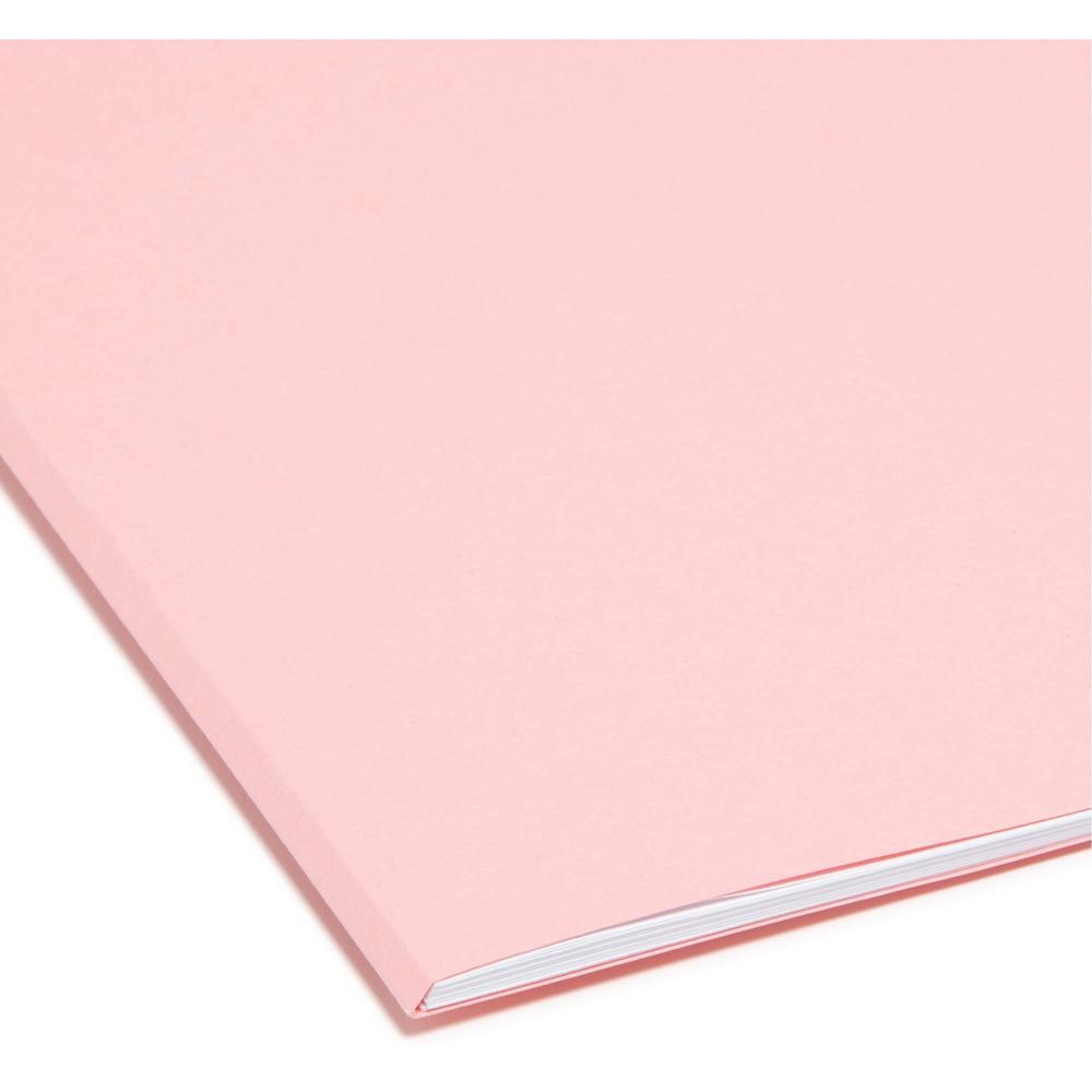 Smead Colored 1/3 Tab Cut Letter Recycled Top Tab File Folder - 8 1/2" x 11" - 3/4" Expansion - Top Tab Location - Assorted Position Tab Position - Pink - 10% Recycled - 100 / Box. Picture 5