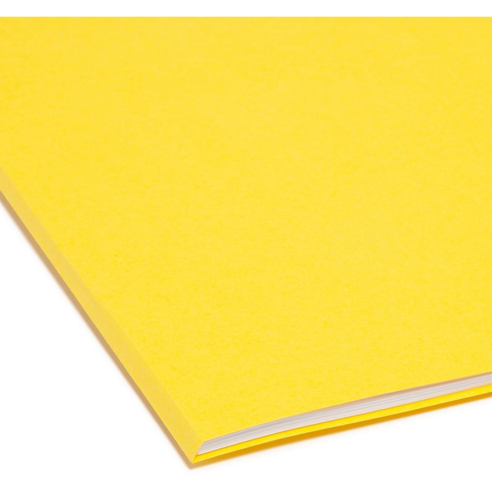 Smead Colored 1/3 Tab Cut Letter Recycled Top Tab File Folder - 8 1/2" x 11" - Top Tab Location - Assorted Position Tab Position - Yellow - 10% Recycled - 100 / Box. Picture 8