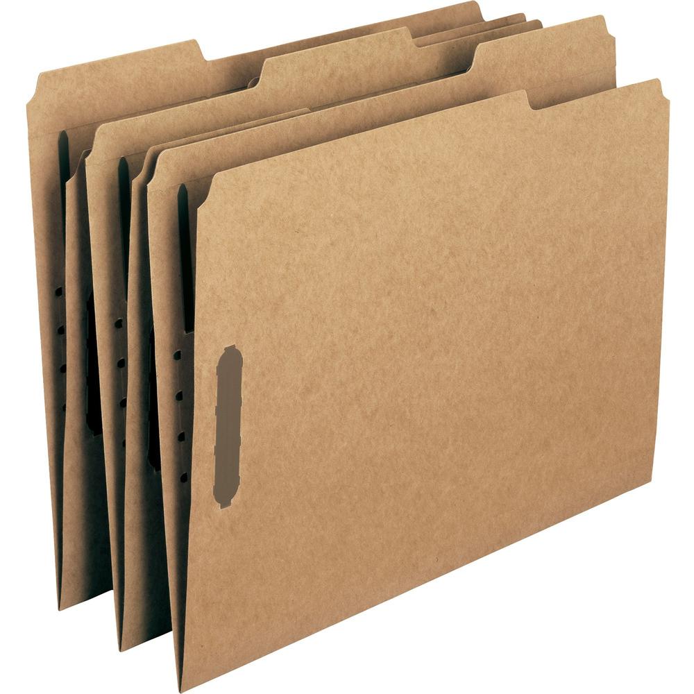 Smead 1/3 Tab Cut Letter Recycled Fastener Folder - 8 1/2" x 11" - 3/4" Expansion - 2 x 2K Fastener(s) - 2" Fastener Capacity for Folder - Top Tab Location - Assorted Position Tab Position - Kraft - K. Picture 5