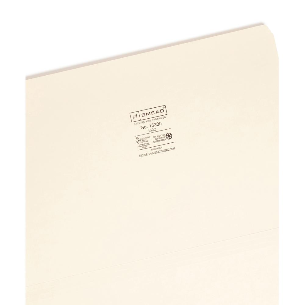 Smead Straight Tab Cut Legal Recycled Top Tab File Folder - 8 1/2" x 14" - 3/4" Expansion - Manila - Manila - 10% Recycled - 100 / Box. Picture 7