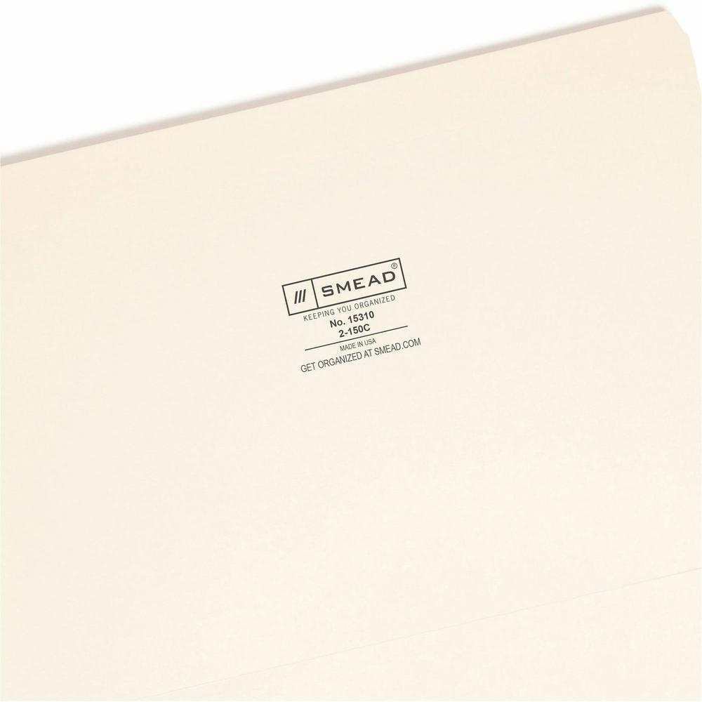 Smead Straight Tab Cut Legal Recycled Top Tab File Folder - 8 1/2" x 14" - 3/4" Expansion - Manila - Manila - 10% Recycled - 100 / Box. Picture 7