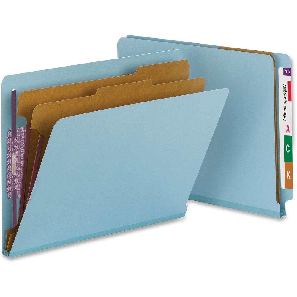 Smead 1/3 Tab Cut Letter Recycled Classification Folder - 8 1/2" x 11" - 2" Expansion - 2 x 2S Fastener(s) - 2" Fastener Capacity for Folder - 2 Divider(s) - Pressboard - Blue - 100% Recycled - 10 / B. Picture 5