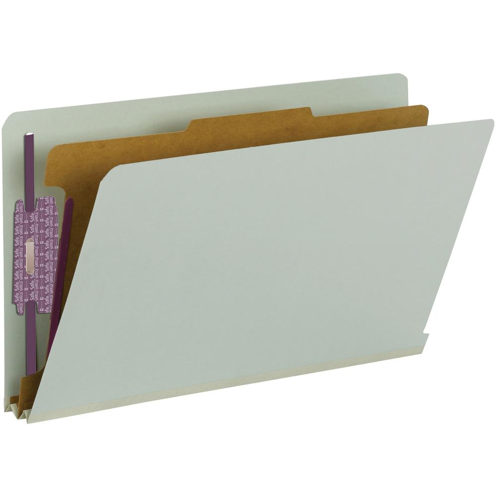Smead Legal Recycled Classification Folder - 8 1/2" x 14" - 2" Expansion - 2 x 2S Fastener(s) - 2" Fastener Capacity for Folder - End Tab Location - 1 Divider(s) - Pressboard - Gray, Green - 100% Recy. Picture 5