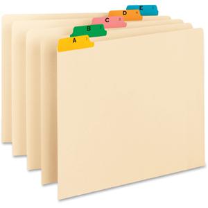 Smead Filing Guides with Alphabetic Indexing - 25 Printed Assorted Tab(s) - Character - A-Z - 25 Tab(s)/Set - Letter - Yellow Manila, Green, Pink, Salmon, Blue Tab(s) - 25 / Set. Picture 3