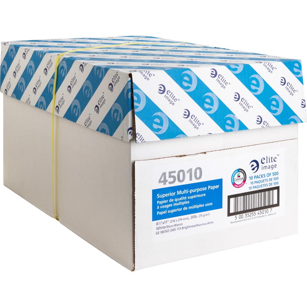 Elite Image Multipurpose Paper - Letter - 8 1/2" x 11" - 20 lb Basis Weight - 5000 / Carton - White. Picture 4