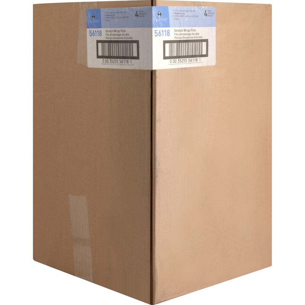 Sparco Medium Weight Stretch Wrap Film - 18" Width x 2000 ft Length - 4 Wrap(s) - Mediumweight - Clear - 4 / Carton. Picture 4