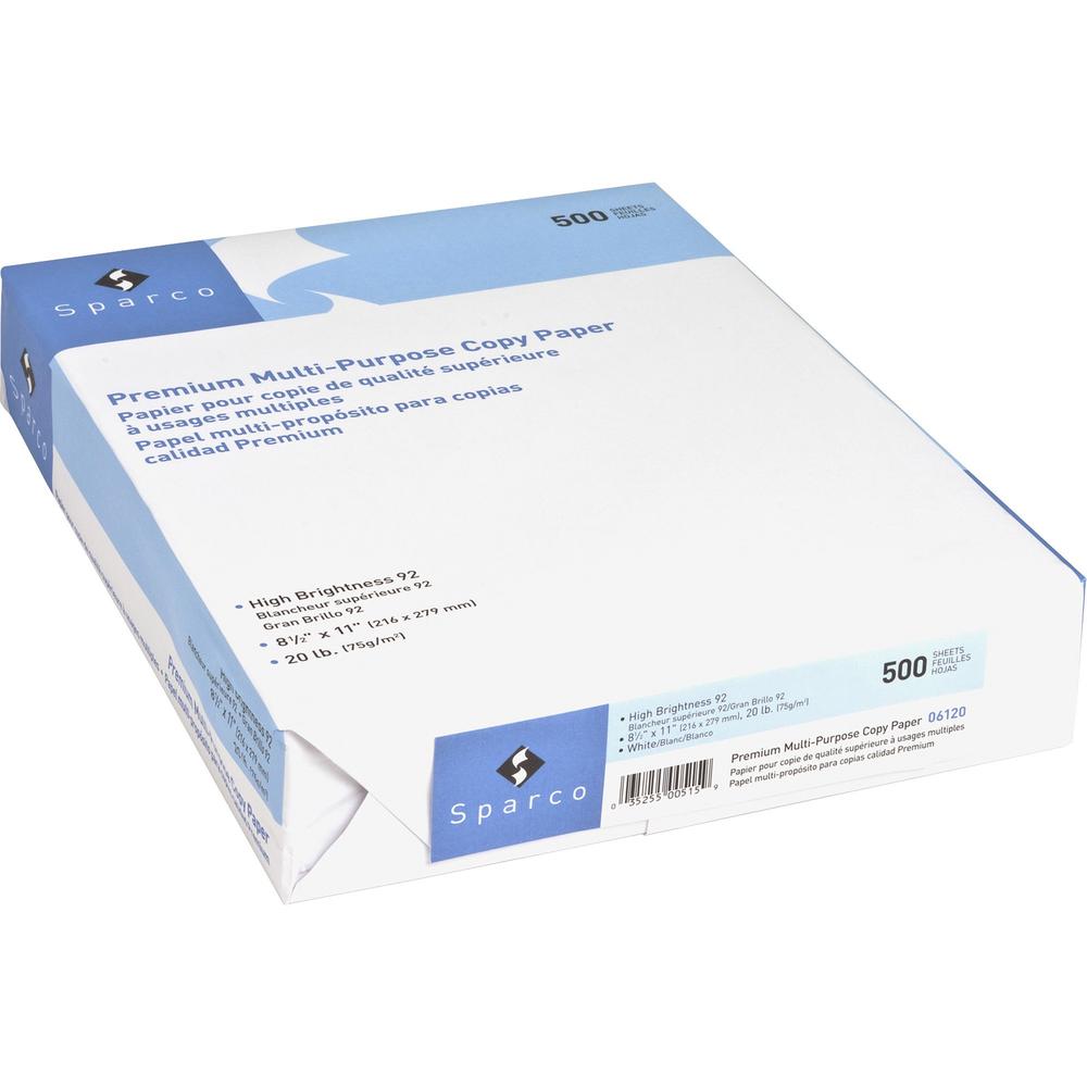 Sparco Copy Paper - Letter - 8 1/2" x 11" - 20 lb Basis Weight - 2500 / Carton - White. Picture 4