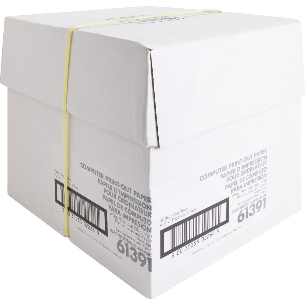 Sparco Perforated Blank Computer Paper - 8 1/2" x 11" - 20 lb Basis Weight - 2550 / Carton - Perforated - White. Picture 4