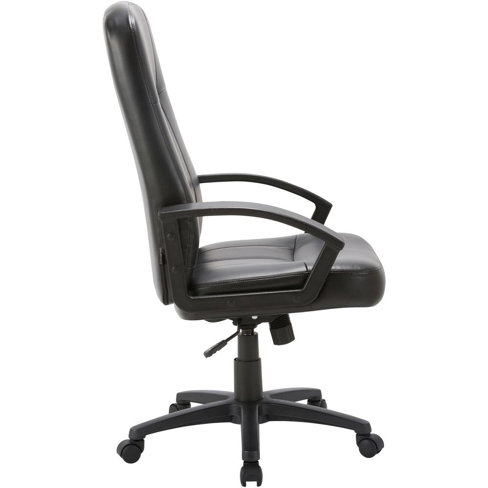 Lorell Chadwick Series Executive High-Back Chair - Black Leather Seat - Black Frame - 5-star Base - Black - 1 Each. Picture 10
