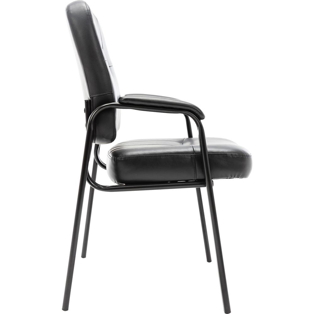 Lorell Chadwick Series Guest Chair - Black Leather Seat - Black Steel Frame - Black - Steel, Leather - 1 Each. Picture 9