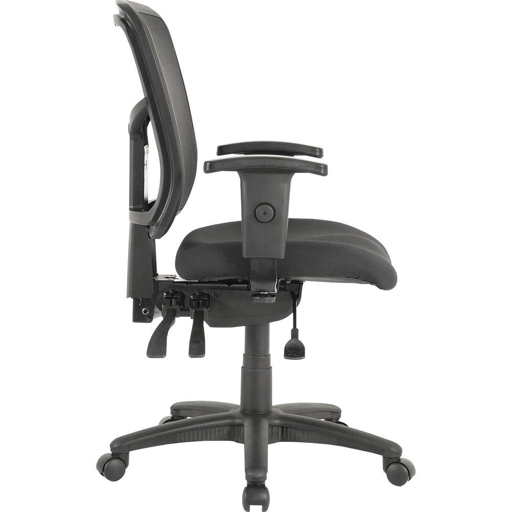 Lorell ErgoMesh Series Managerial Mid-Back Chair - Black Fabric Seat - Black Back - Black Frame - 5-star Base - 1 Each. Picture 6