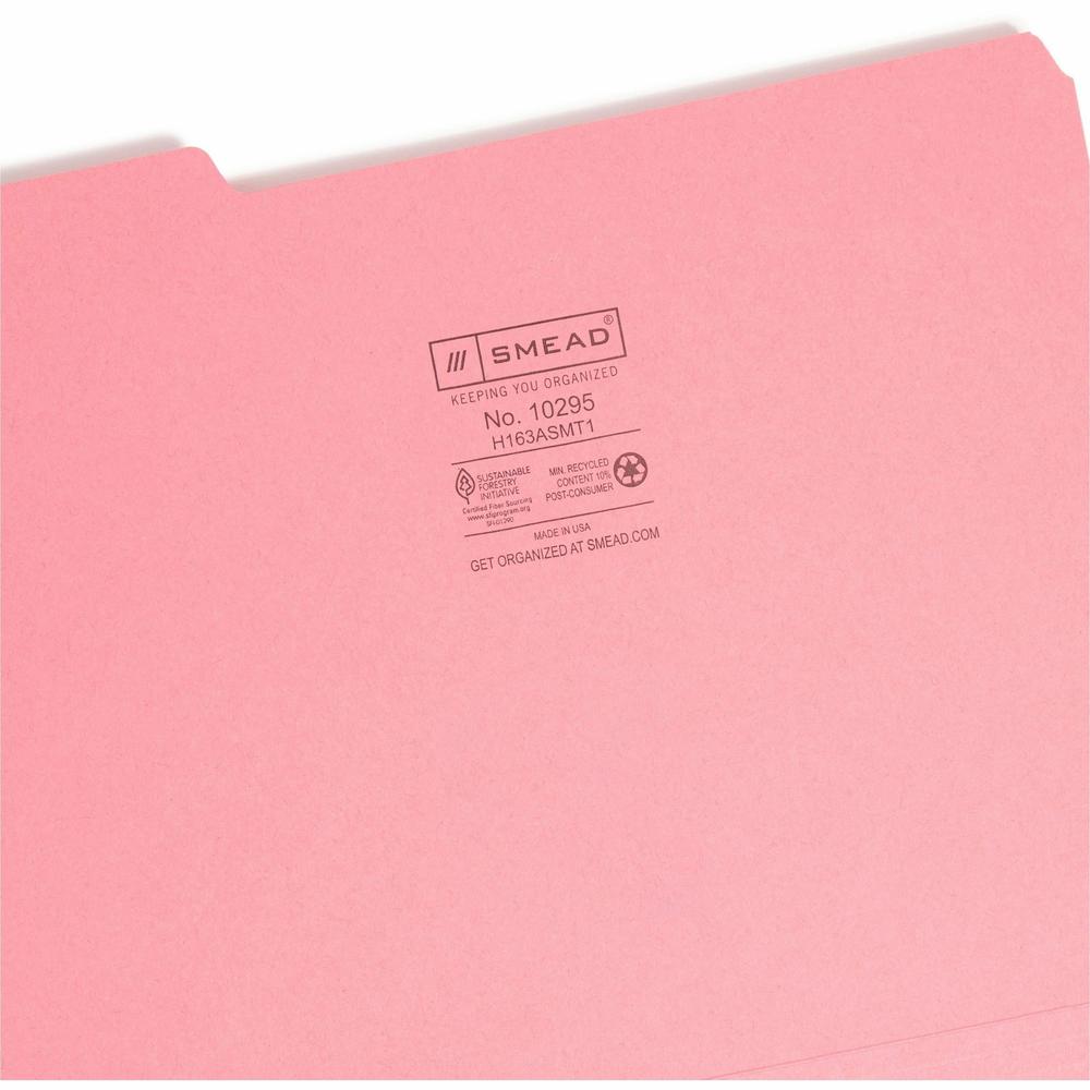Smead Interior Folders - Letter - 8 1/2" x 11" Sheet Size - 3/4" Expansion - 1/3 Tab Cut - Assorted Position Tab Location - 11 pt. Folder Thickness - Aqua, Black, Dark Pink, Gray, Purple - 100 / Box. Picture 7