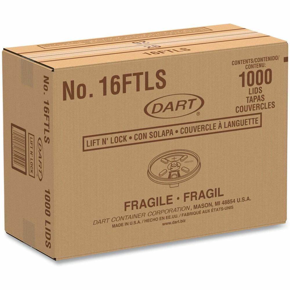 Dart Lift-n-lock Fold Tab Lids - Round - Plastic - 10 / Carton - 100 Per Bag - White. Picture 3