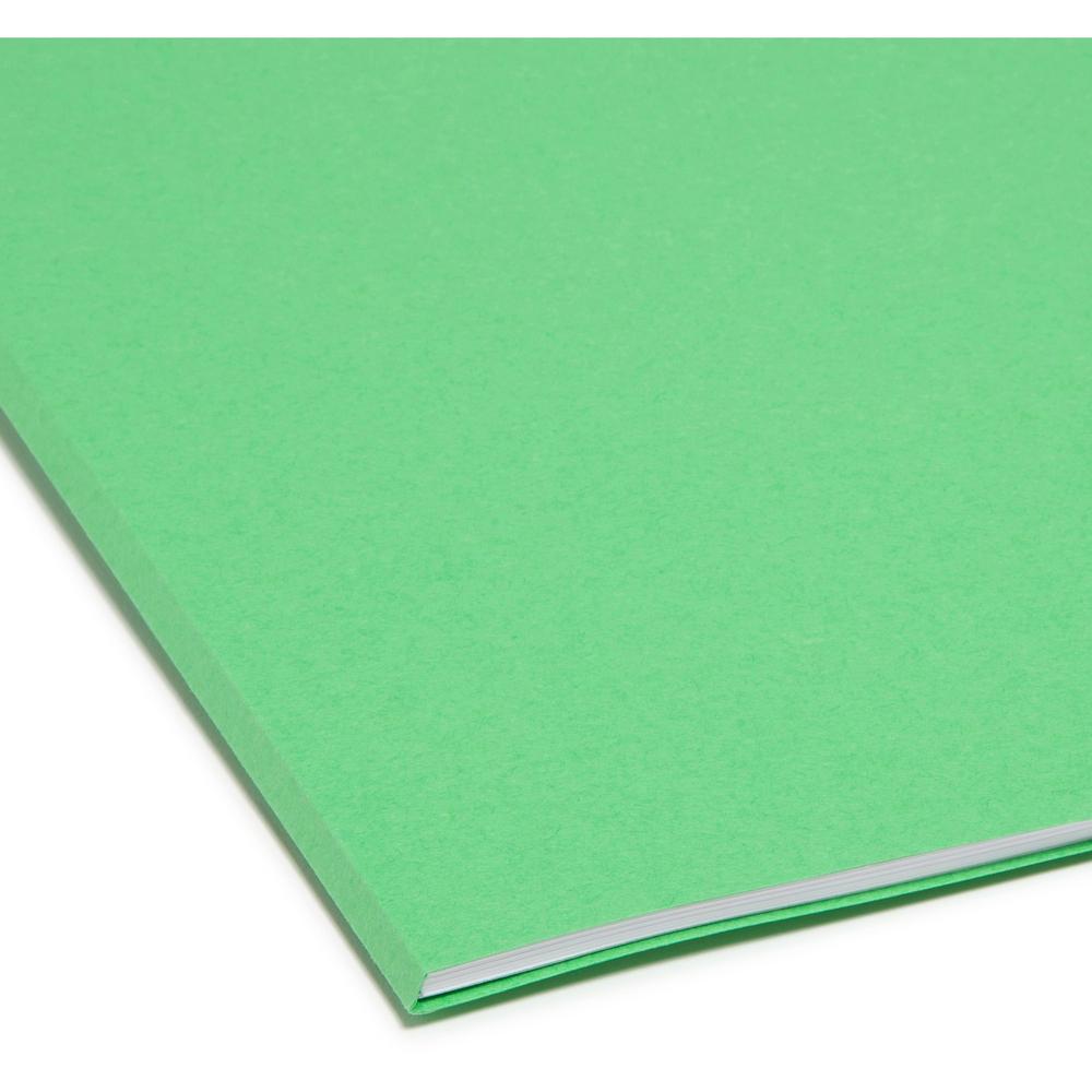 Smead Colored 1/3 Tab Cut Legal Recycled Top Tab File Folder - 8 1/2" x 14" - Top Tab Location - Assorted Position Tab Position - Green - 10% Recycled - 100 / Box. Picture 5