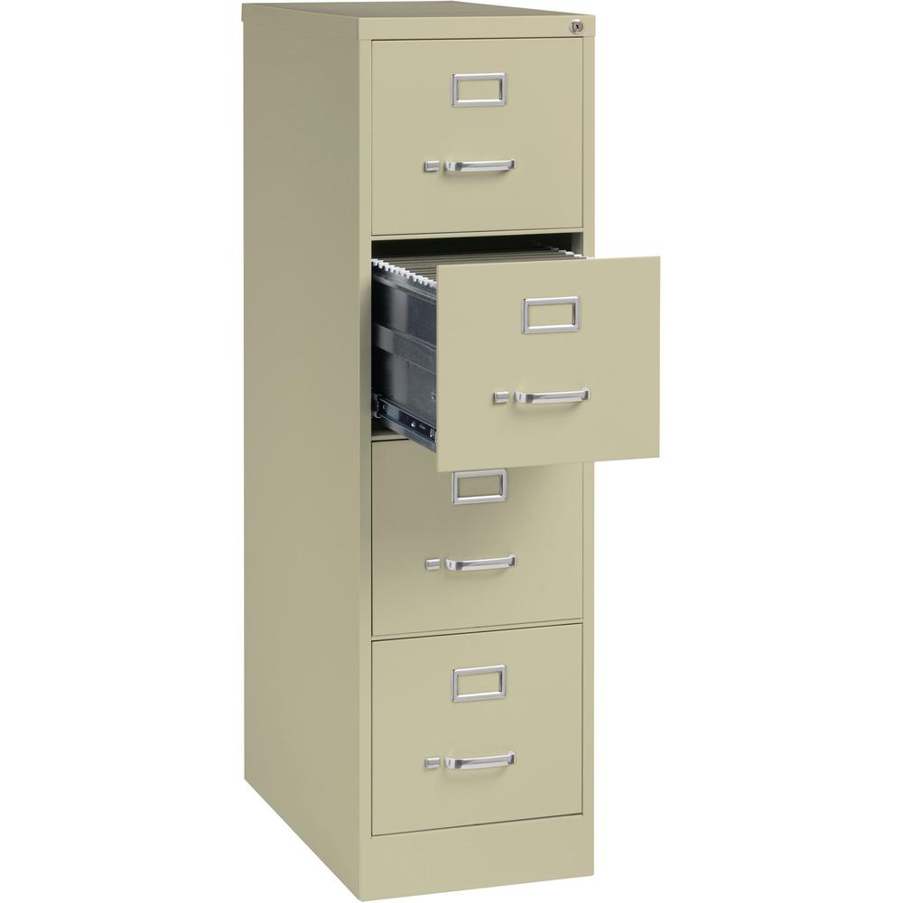 Lorell Fortress Series 26-1/2" Commercial-Grade Vertical File Cabinet - 15" x 26.5" x 52" - 4 x Drawer(s) for File - Letter - Vertical - Security Lock, Ball-bearing Suspension, Heavy Duty - Putty - St. Picture 6