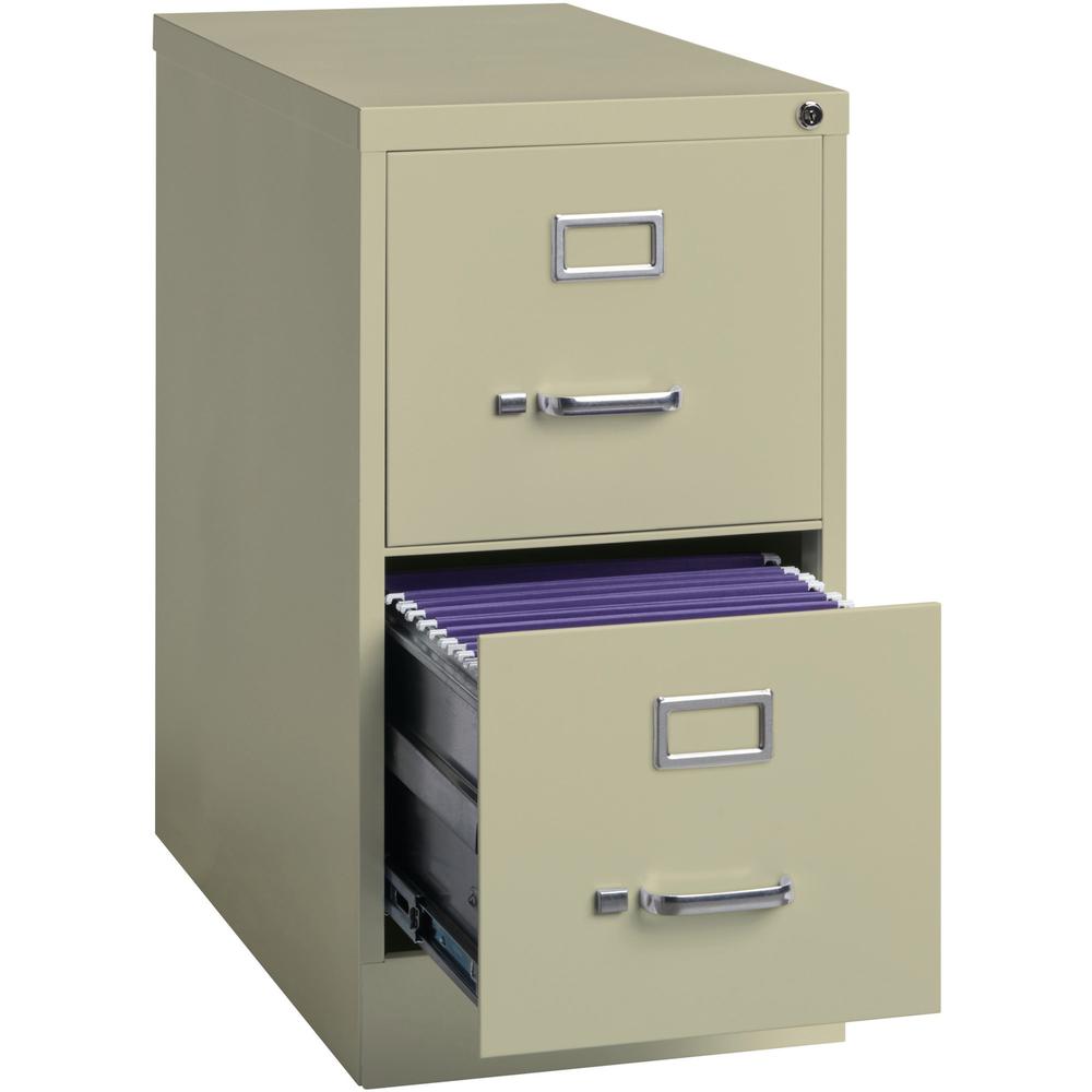 Lorell Fortress Series 25" Commercial-Grade Vertical File Cabinet - 15" x 25" x 28.4" - 2 x Drawer(s) for File - Letter - Vertical - Security Lock, Ball-bearing Suspension, Heavy Duty - Putty - Steel . Picture 6