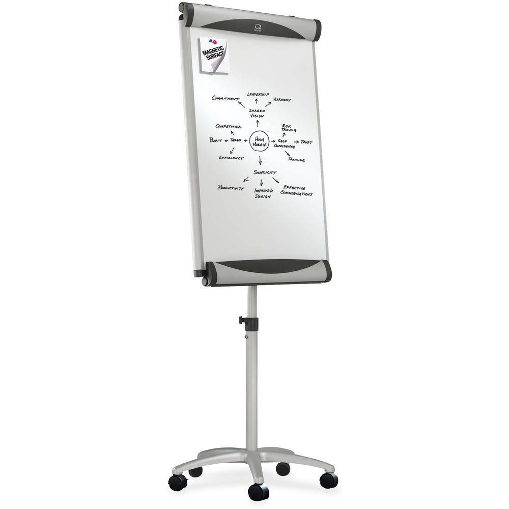 Quartet Euro Premium Mobile Magnetic Easel - 27" (2.2 ft) Width x 41" (3.4 ft) Height - White Porcelain Surface - Silver Aluminum Frame - Magnetic - 1 Each. Picture 2