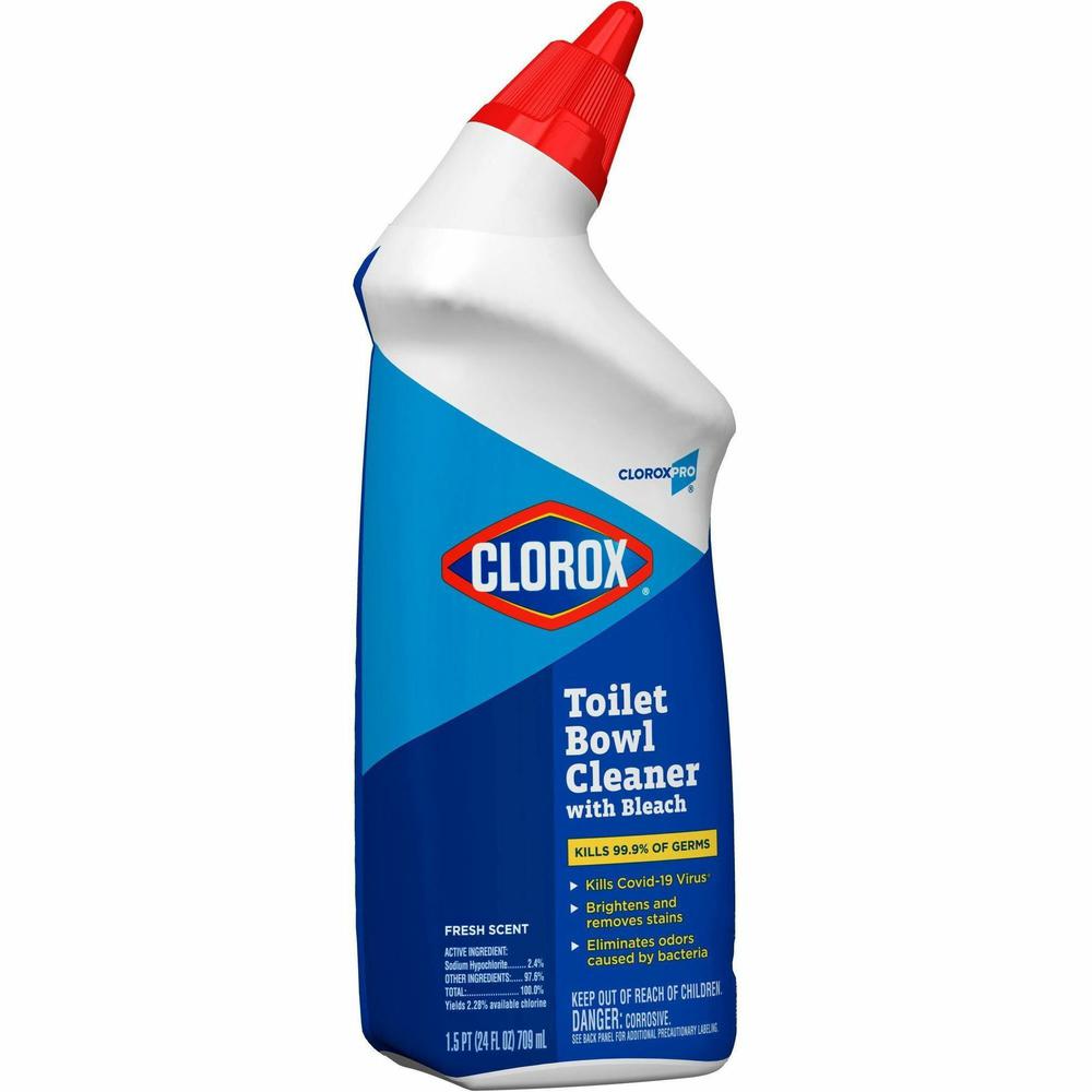 Clorox Commercial Solutions Manual Toilet Bowl Cleaner w/ Bleach - 24 fl oz (0.8 quart) - Fresh Scent - 12 / Carton - Disinfectant, Deodorize - Clear. Picture 11