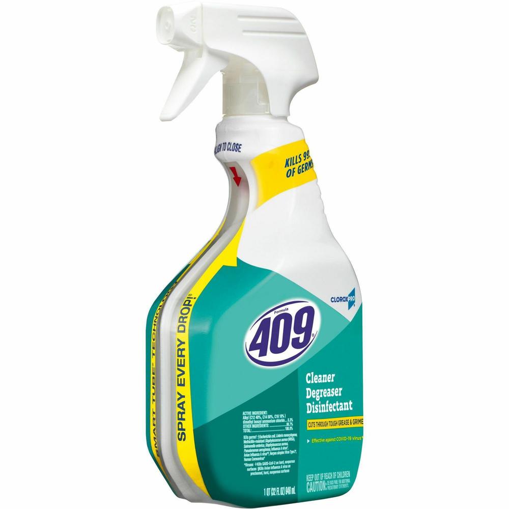 CloroxPro&trade; Formula 409 Cleaner Degreaser Disinfectant - For Nonporous Surface, Hard Surface, Floor, Wall - 32 fl oz (1 quart) - 12 / Carton - Phosphate-free, Disinfectant, Rinse-free - Clear. Picture 11