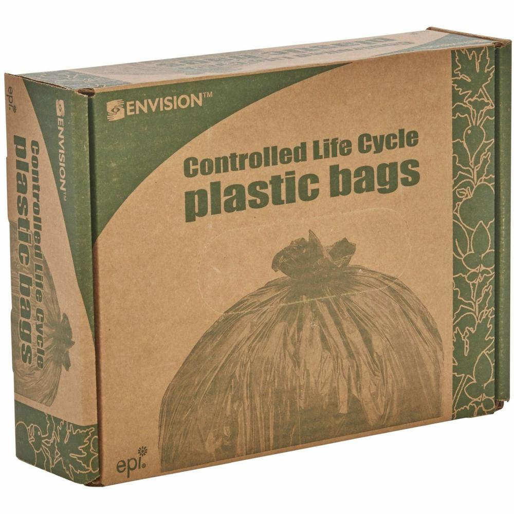 Stout Controlled Life-Cycle Plastic Trash Bags - 33 gal Capacity - 33" Width x 40" Length - 1.10 mil (28 Micron) Thickness - Green - 40/Carton - Office Waste. Picture 7