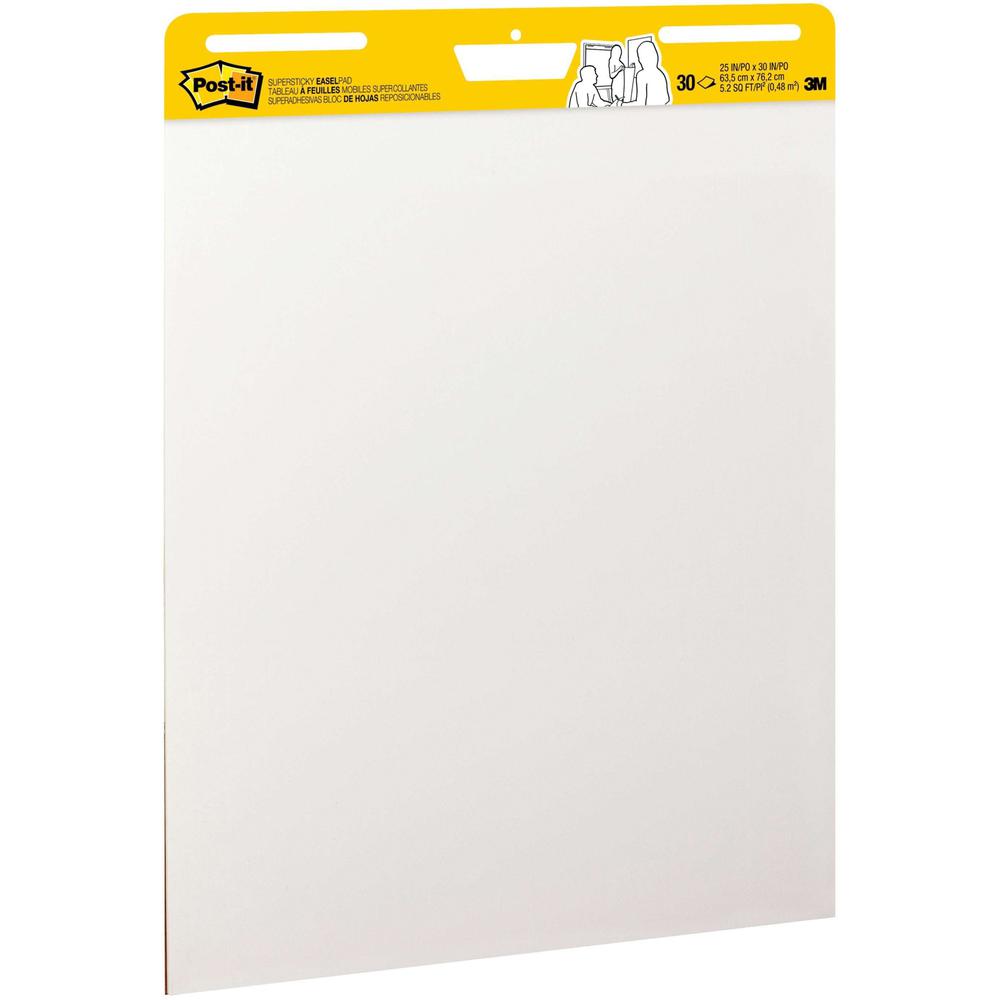 Post-it&reg; Self-Stick Easel Pad Value Pack - 30 Sheets - Plain - Stapled - 18.50 lb Basis Weight - 25" x 30" - White Paper - Repositionable, Self-adhesive, Bleed-free, Back Board, Resist Bleed-throu. Picture 3