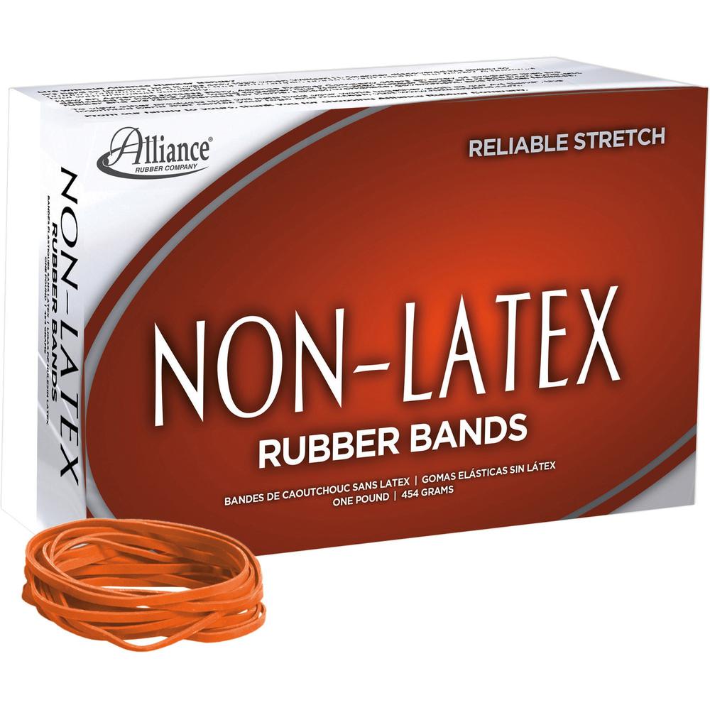 Alliance Rubber 37336 Non-Latex Rubber Bands - Size #33 - 1 lb. box contains approx. 720 bands - 3 1/2" x 1/8" - Orange. Picture 2
