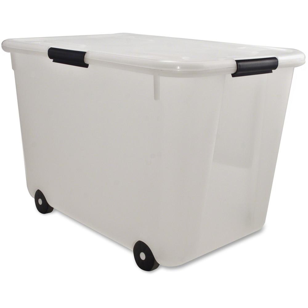 Advantus 15-gallon Rolling Storage Tub - External Dimensions: 23.8" Width x 15.8" Depth x 15.8" Height - 15 gal - Stackable - Plastic - Clear - For Document - 1 Each. Picture 7
