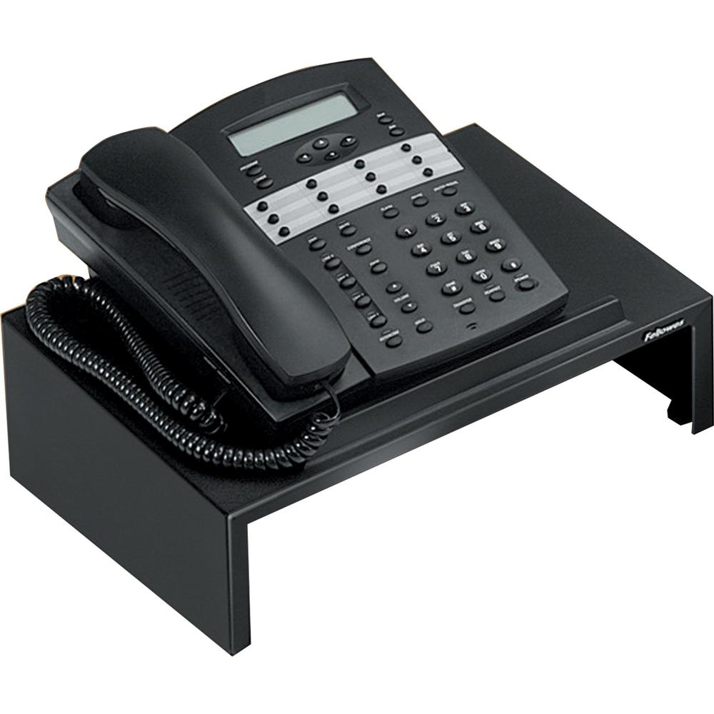 Fellowes Designer Suites&trade; Phone Stand - 4.4" Height x 13" Width x 9.1" Depth - Pearl, Black - Storage Space. Picture 3