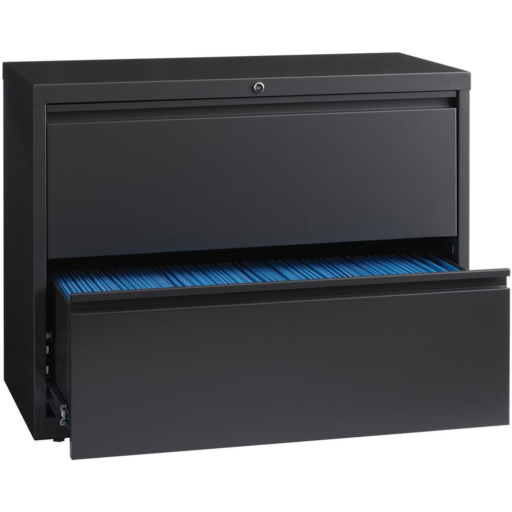Lorell Fortress Series Lateral File - 36" x 18.6" x 28.1" - 2 x Drawer(s) - Legal, Letter, A4 - Lateral - Rust Proof, Leveling Glide, Interlocking - Charcoal - Baked Enamel - Steel - Recycled. Picture 5