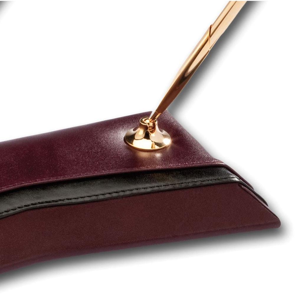 Dacasso Double Pen Stand - Leather - Burgundy. Picture 5