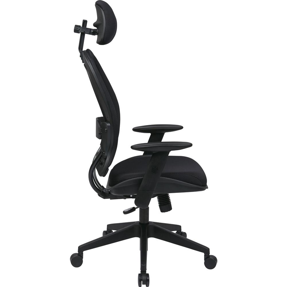 Office Star Professional Air Grid Chair with Adjustable Headrest - Mesh Seat - 5-star Base - Black - 1 Each. Picture 8