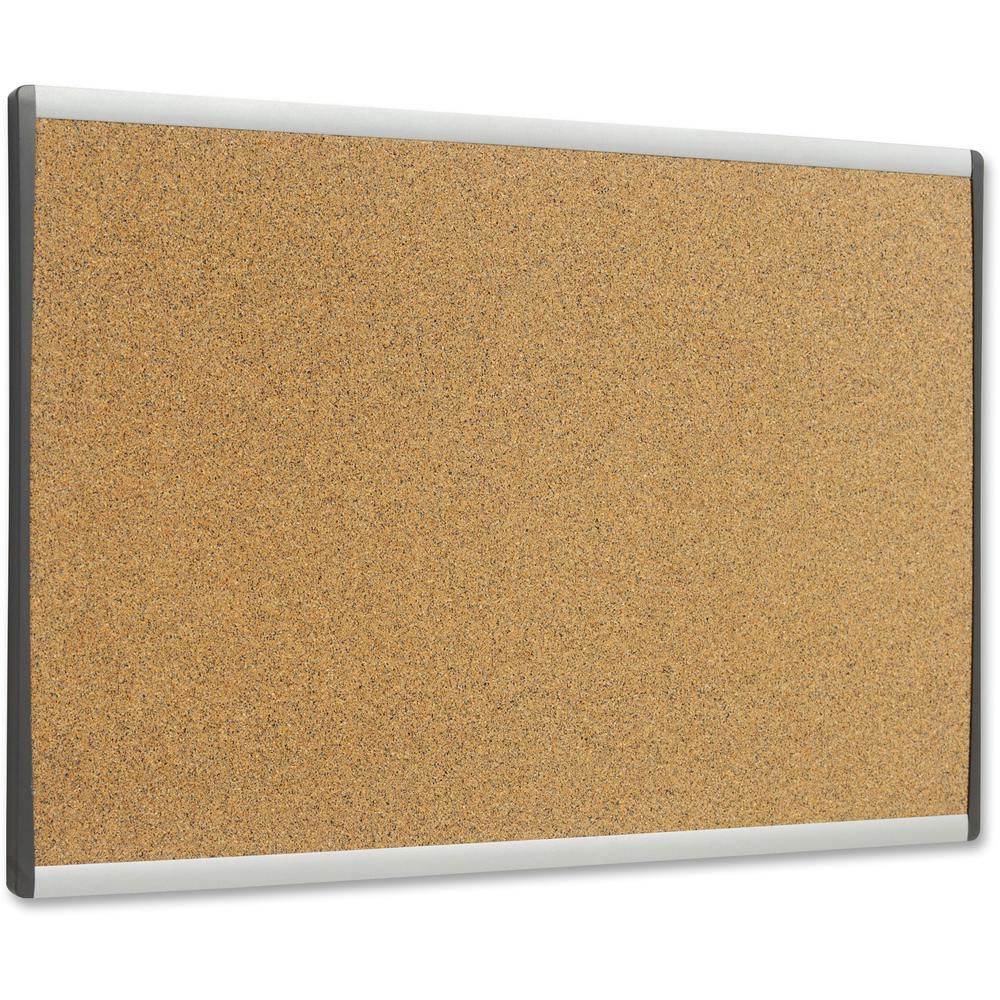 Quartet Arc Cubicle Bulletin Board - 18" Height x 30" Width - Brown Natural Cork Surface - Durable, Self-healing - Silver Aluminum Frame - 1 Each. Picture 2