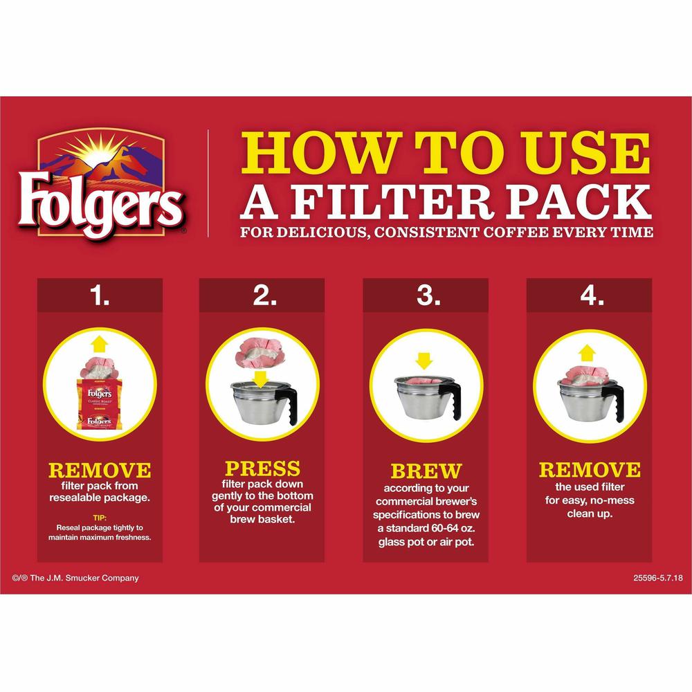Folgers&reg; Filter Pack Regular Classic Roast Coffee - 0.9 oz Per Pouch - 40 / Carton. Picture 7