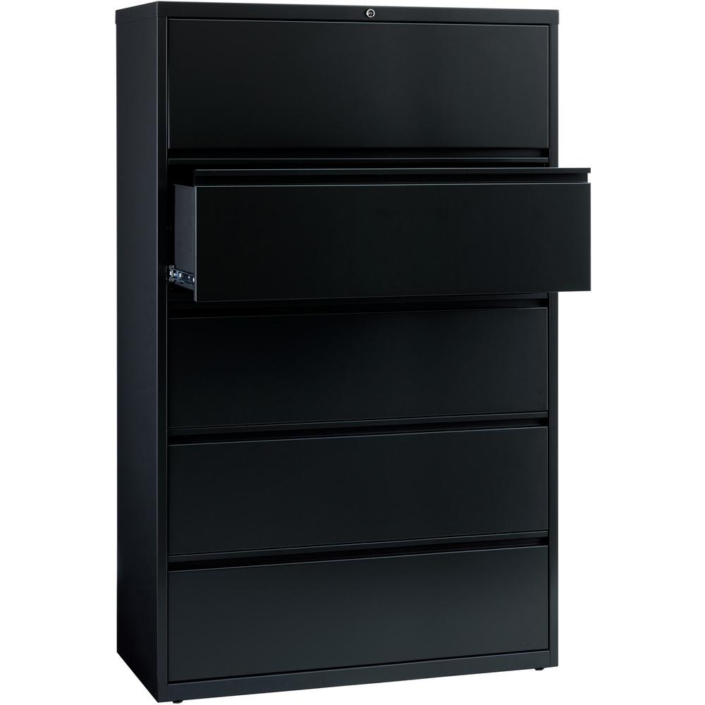Lorell Fortress Series Lateral File w/Roll-out Posting Shelf - 42" x 18.6" x 67.7" - 5 x Drawer(s) for File - Letter, Legal, A4 - Lateral - Interlocking, Label Holder, Leveling Glide, Ball-bearing Sus. Picture 5