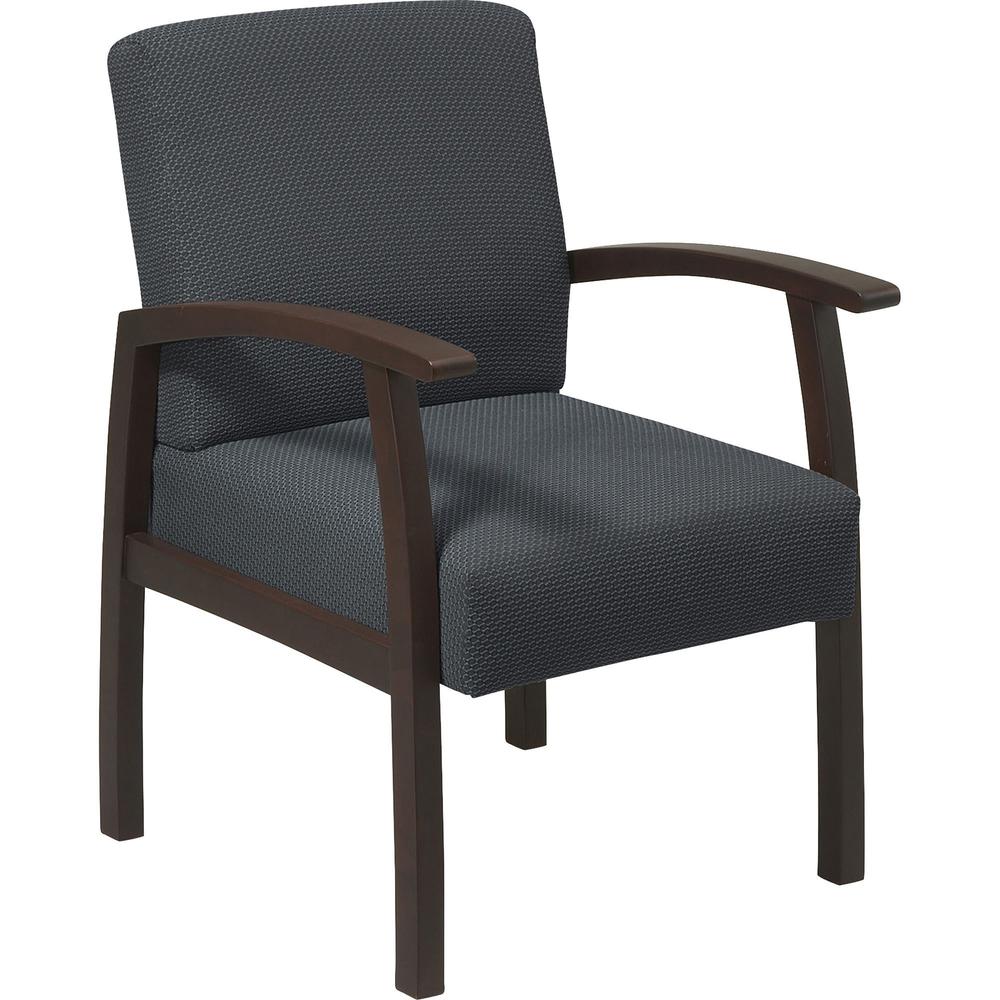 Lorell Thickly Padded Guest Chair - Espresso Frame - Four-legged Base - Charcoal - 1 Each. Picture 2