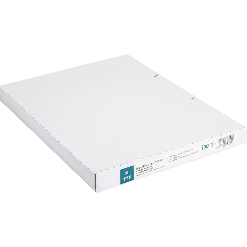 Business Source Top-Loading Poly Sheet Protectors - 11" Height x 9" Width - 1.9 mil Thickness - For Letter 8 1/2" x 11" Sheet - Ring Binder - Rectangular - Clear - Polypropylene - 100 / Box. Picture 6