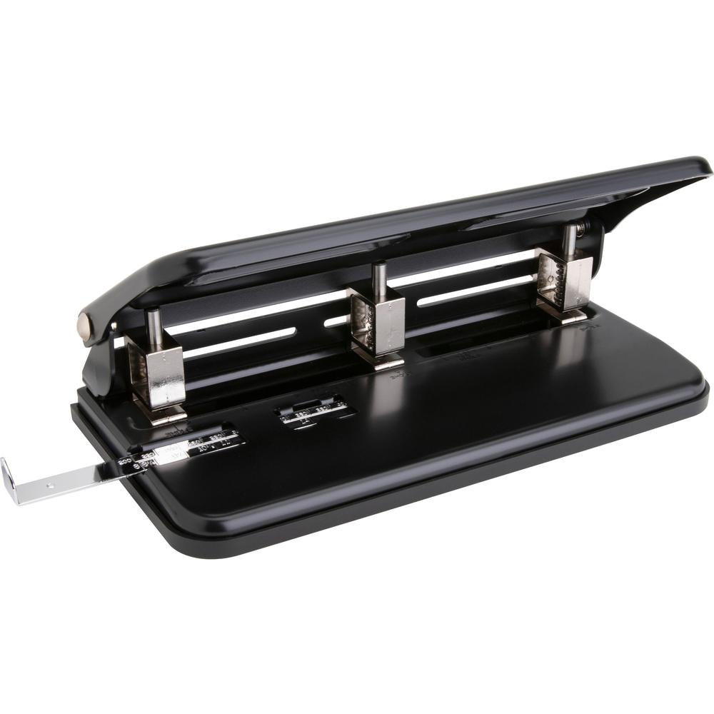 Business Source Heavy-duty 3-hole Punch - 3 Punch Head(s) - 30 Sheet of 20lb Paper - 9/32" Punch Size - Black. Picture 6