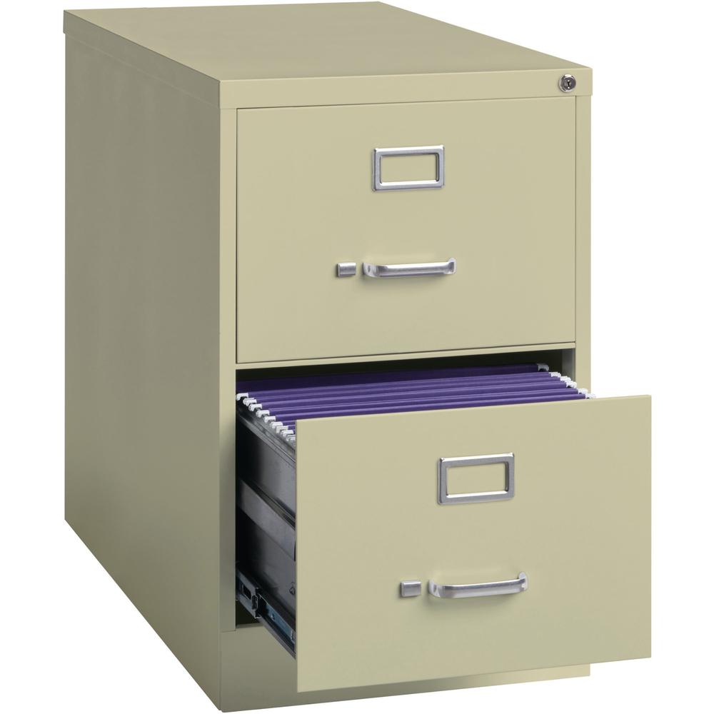 Lorell Fortress Series 26-1/2" Commercial-Grade Vertical File Cabinet - 18" x 26.5" x 28.4" - 2 x Drawer(s) for File - Legal - Vertical - Lockable, Ball-bearing Suspension, Heavy Duty - Putty - Steel . Picture 7