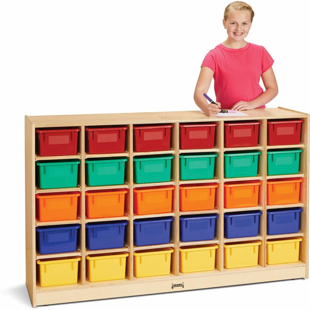 Jonti-Craft Rainbow Accents 30 Cubbie-trays Mobile Storage Unit - 30 Compartment(s) - 35.5" Height x 57.5" Width x 15" Depth - Durable, Non-yellowing - Baltic - Rubber, Acrylic - 1 Each. Picture 3
