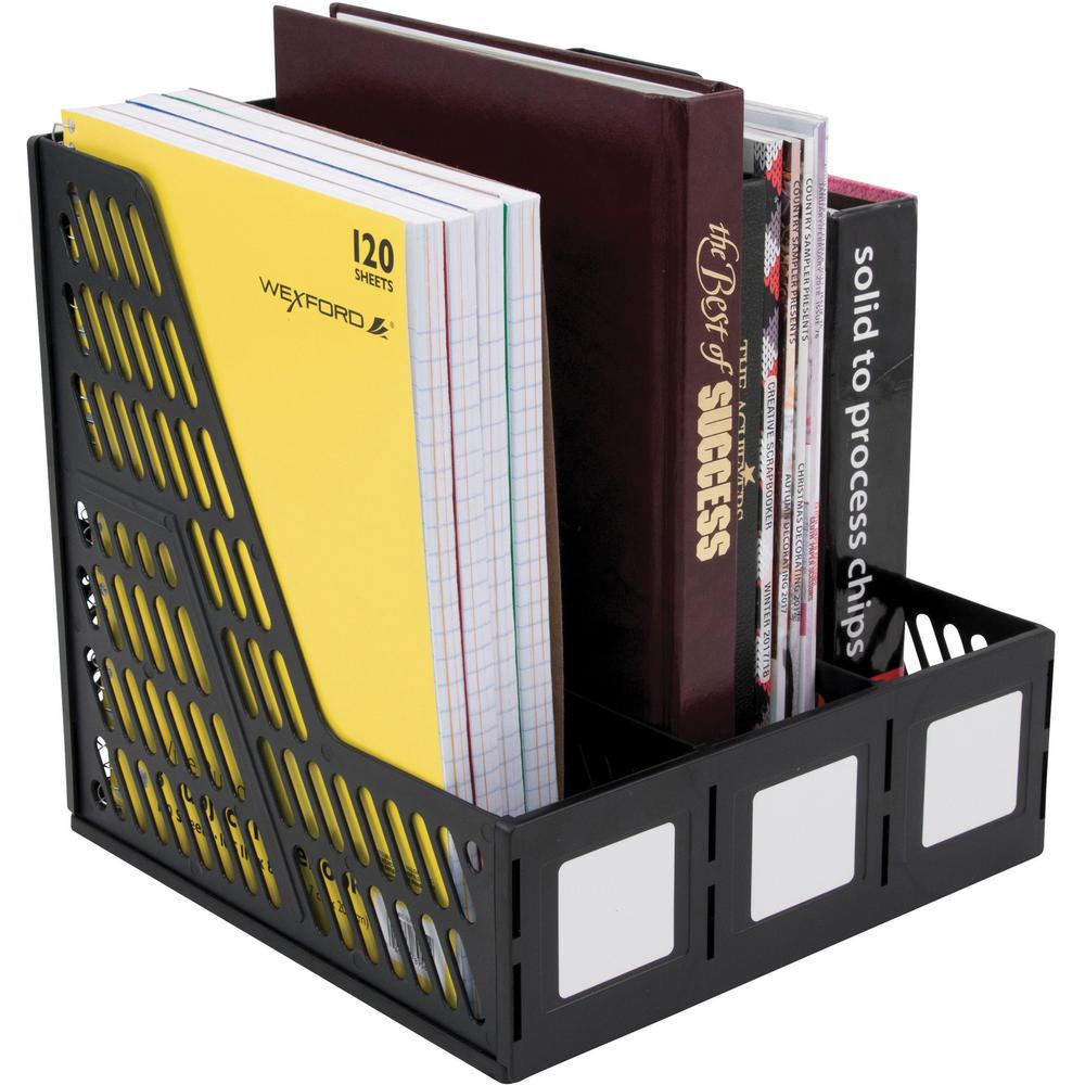 Advantus 3-compartment Magazine/Literature File - 3 Compartment(s)Desktop - Durable, Lightweight, Labeling Area - Black - Plastic - 1 Each. Picture 3