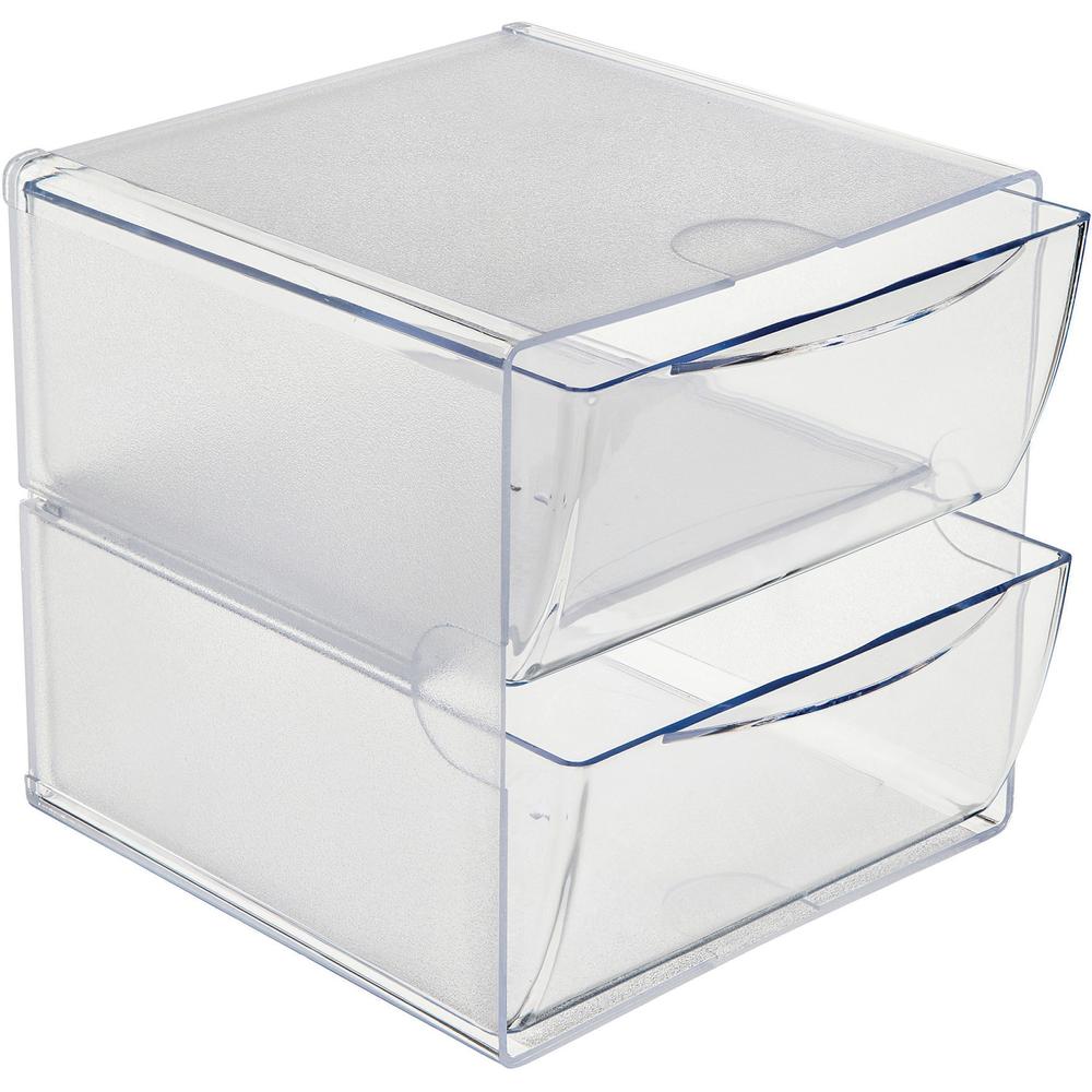 Deflecto Stackable Cube Organizer - 2 Drawer(s) - 6" Height x 6" Width x 7.5" DepthDesktop - Stackable - Clear - Plastic - 1 Each. Picture 8