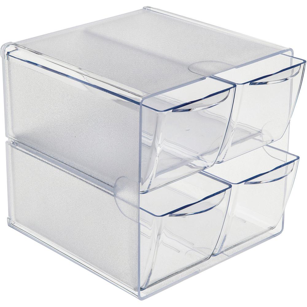 Deflecto Stackable Cube Organizer - 4 Drawer(s) - 6" Height x 6" Width x 7.3" DepthDesktop - Stackable - Clear - Plastic - 1 Each. Picture 10