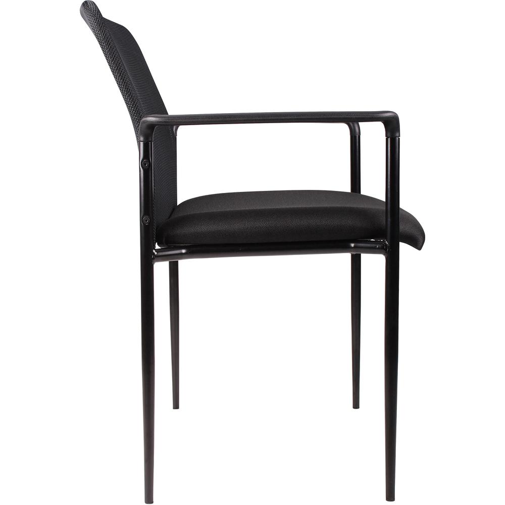 Lorell Reception Side Chair with Molded Cap Arms - Black Seat - Mesh Back - Steel Frame - Four-legged Base - 1 Each. Picture 9