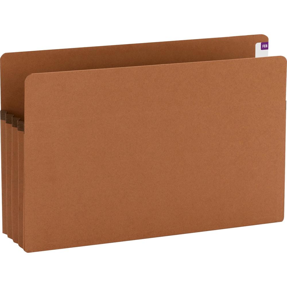 Smead Straight Tab Cut Legal Recycled File Pocket - 8 1/2" x 14" - 3 1/2" Expansion - Redrope - Redrope - 100% Recycled - 25 / Box. Picture 2