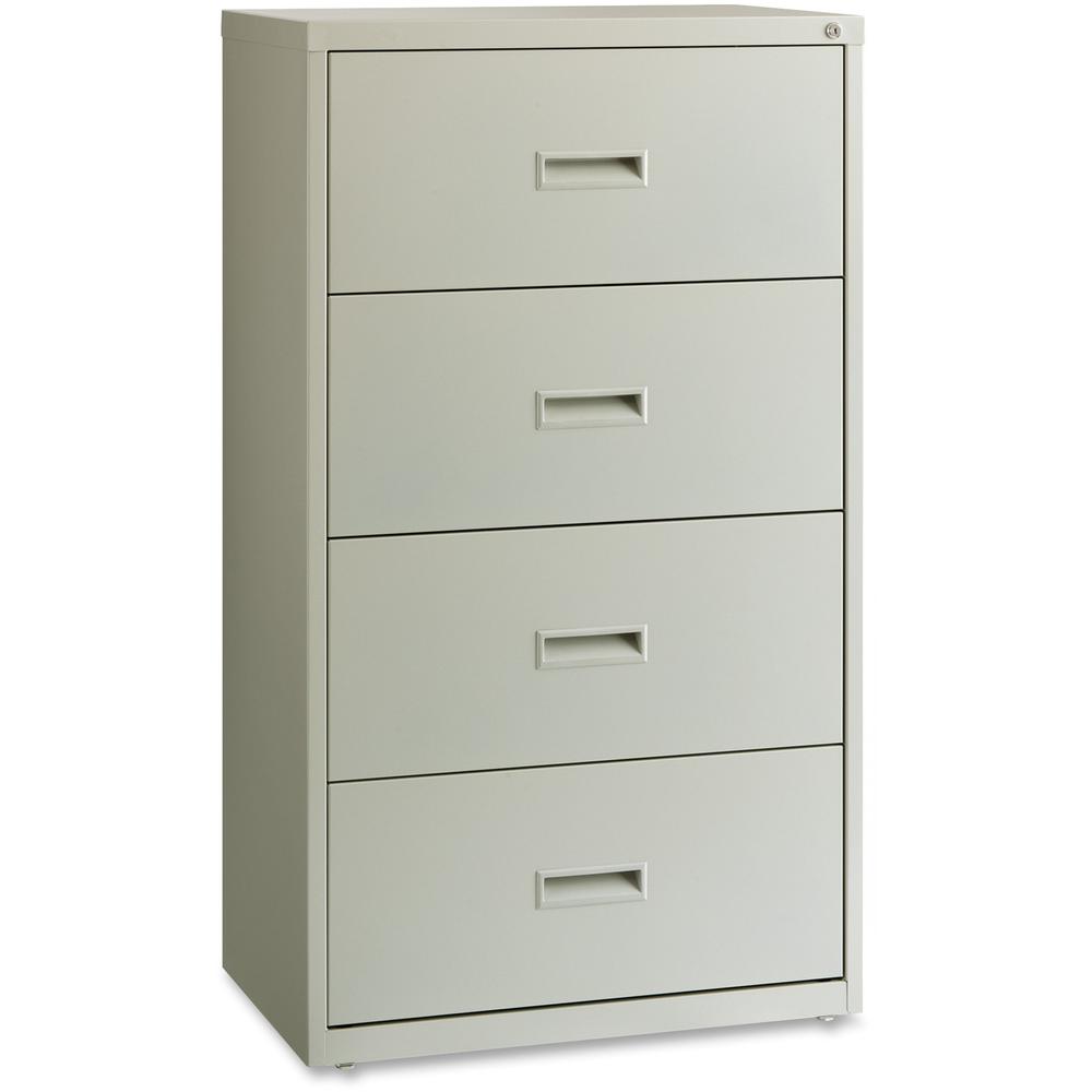 Lorell Value Lateral File - 2-Drawer - 30" x 18.6" x 52.5" - 4 x Drawer(s) for File - A4, Legal, Letter - Interlocking, Leveling Glide, Ball-bearing Suspension, Label Holder - Light Gray - Steel - Rec. Picture 3