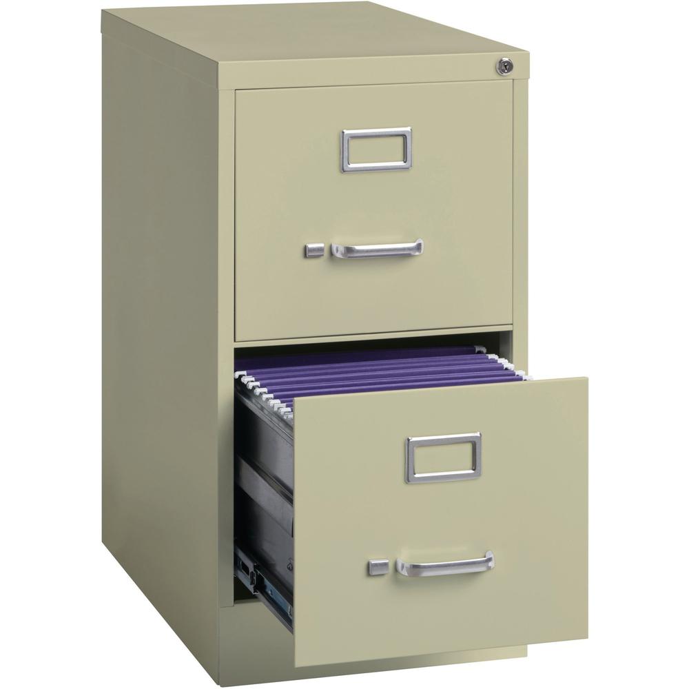 Lorell Fortress Series 22" Commercial-Grade Vertical File Cabinet - 15" x 22" x 28.4" - 2 x Drawer(s) for File - Letter - Lockable, Ball-bearing Suspension - Putty - Steel - Recycled. Picture 5